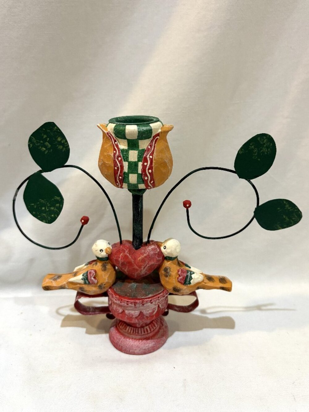 VTG Department 56 Love Birds Resin Candlestick Candle Holder